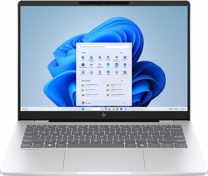Ноутбук Hp OmniBook 7 AI 14-fr0216nw, (C1LS3EA), 14" / OLED / Intel Core Ultra 7-255H / RAM 32GB / SSD 512 ГБ / Intel Arc Graphics 140T / Windows 11 Home / Сріблястий