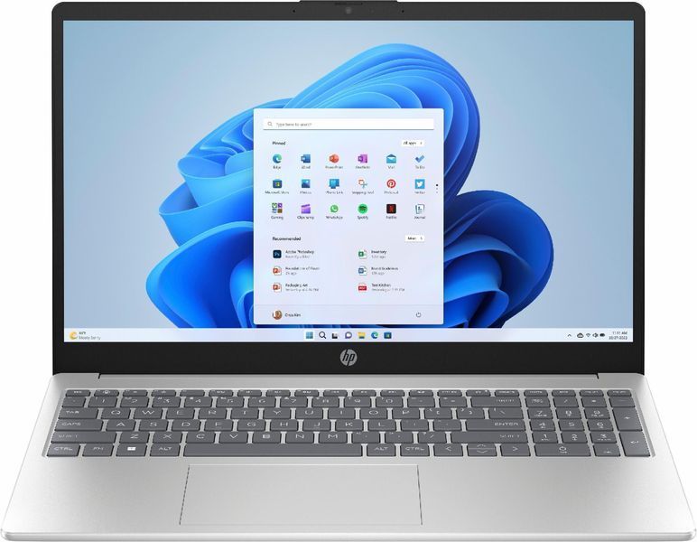 Ноутбук HP 15-fc0026nw (B4MB3EA), AMD Ryzen 7 7730U / 15.6" / RAM 16 ГБ DDR4 / SSD 512 ГБ / AMD Radeon Graphics / Windows 11 Home / Сріблястий