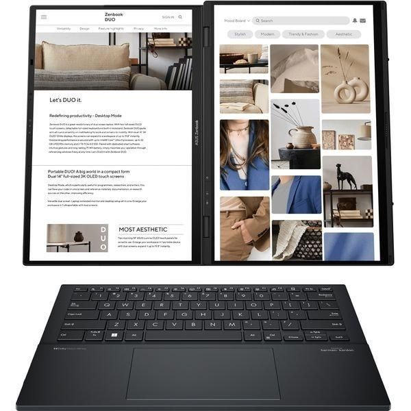 Ноутбук ASUS Zenbook Duo (UX8406CA-QL121W) 14" / 1920 x 1200px / OLED / Touch / 60Hz / Ultra 7-255H / RAM 32 ГБ / SSD 1 ТБ / Intel Arc Graphics / Windows 11 Home / Чорний