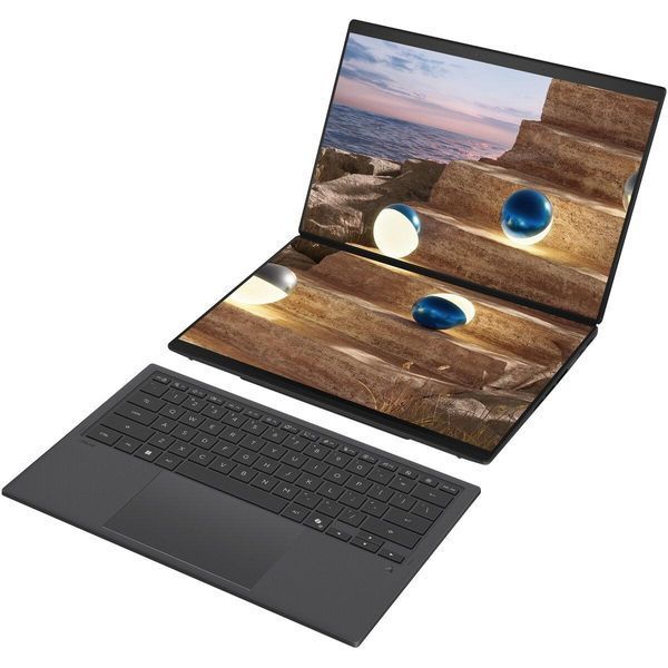 Ноутбук Asus Zenbook Duo (90NB16V1-M00YM0), Intel Core Ultra X9 378H / 14" / OLED / 144 Гц / Touch / RAM 32 ГБ LPDDR5X / SSD 2 ТБ / Intel Arc Graphics / Windows 11 Pro / Сірий