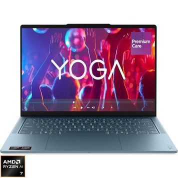 Ноутбук Lenovo Yoga Slim 7 (83QS005WRM), AMD Ryzen AI 7 445 / 14" / OLED / 120 Гц / RAM 16 ГБ LPDDR5X / SSD 1 ТБ / AMD Radeon 840M / Windows 11 Home / Бірюзовий