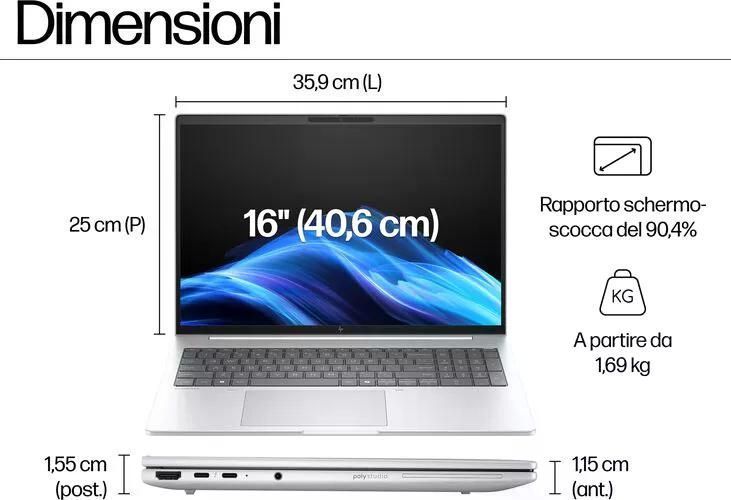 Ноутбук HP EliteBook 8 G1i (AD2Y8ET), Intel Ultra 5 225U / 16&Prime; / RAM 16 ГБ DDR5 / SSD 512 ГБ / Intel Graphics / Windows 11 Pro / Сріблястий