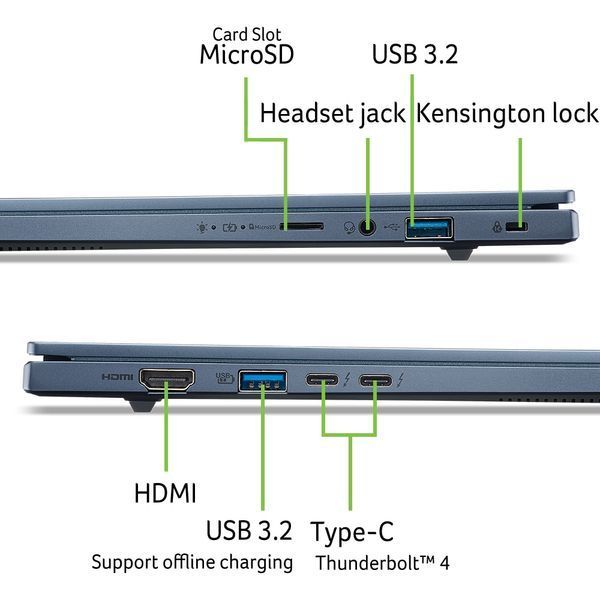 Ноутбук Acer Swift Go 14 AI SFG14-75-7694 (NX.JNBEP.004), Ultra 7-258V / 14&Prime; / RAM 32 ГБ / SSD 1 ТБ / Windows 11 Home / Blue
