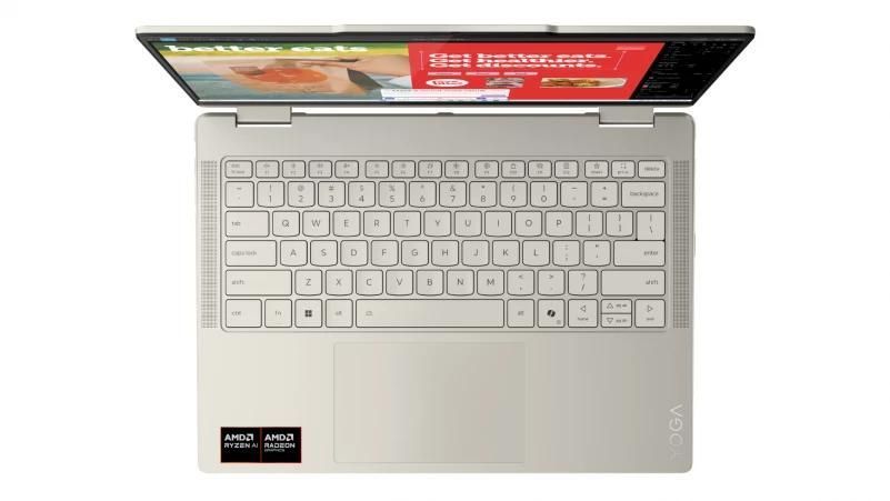 Ноутбук Lenovo Yoga 7 2-в-1 (83JR005XPB), AMD Ryzen AI 7 350 / 14'' / Touch / OLED / RAM 32 ГБ LPDDR5X / SSD 512 ГБ / AMD Radeon 860M / Windows 11 Home / Сріблястий