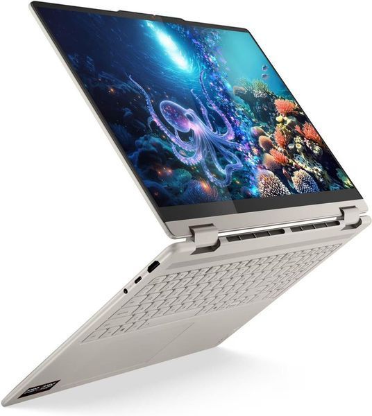 Ноутбук 2-в-1 Lenovo Yoga 7 (83JU001BPB), AMD Ryzen AI 7 350 / 16" / 120 Гц / OLED / Touch / RAM 32 ГБ LPDDR5X / SSD 1 ТБ / AMD Radeon 860M / Windows 11 Home / Бежевий