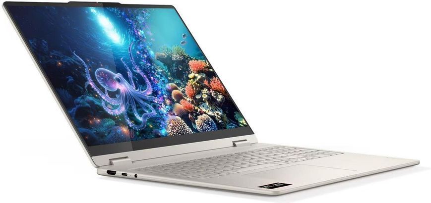 Ноутбук 2-в-1 Lenovo Yoga 7 (83JU001BPB), AMD Ryzen AI 7 350 / 16" / 120 Гц / OLED / Touch / RAM 32 ГБ LPDDR5X / SSD 1 ТБ / AMD Radeon 860M / Windows 11 Home / Бежевий