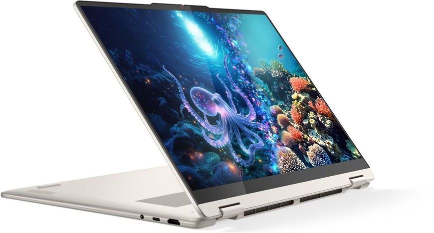 Ноутбук 2-в-1 Lenovo Yoga 7 (83JU001BPB), AMD Ryzen AI 7 350 / 16" / 120 Гц / OLED / Touch / RAM 32 ГБ LPDDR5X / SSD 1 ТБ / AMD Radeon 860M / Windows 11 Home / Бежевий