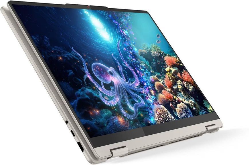 Ноутбук 2-в-1 Lenovo Yoga 7 (83JU001BPB), AMD Ryzen AI 7 350 / 16" / 120 Гц / OLED / Touch / RAM 32 ГБ LPDDR5X / SSD 1 ТБ / AMD Radeon 860M / Windows 11 Home / Бежевий
