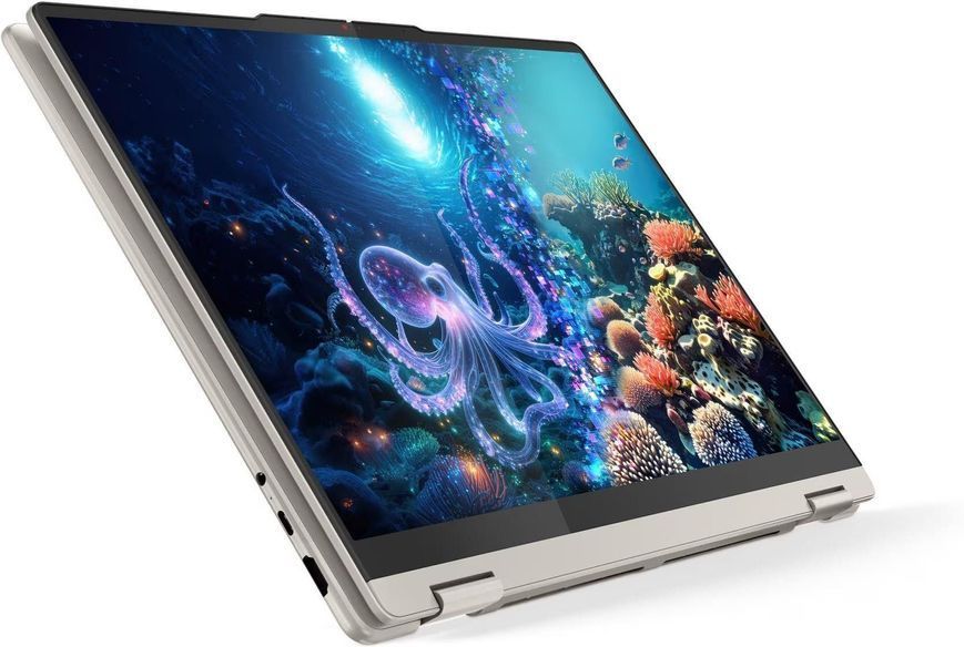 Ноутбук 2-в-1 Lenovo Yoga 7 (83JU001BPB), AMD Ryzen AI 7 350 / 16" / 120 Гц / OLED / Touch / RAM 32 ГБ LPDDR5X / SSD 1 ТБ / AMD Radeon 860M / Windows 11 Home / Бежевий